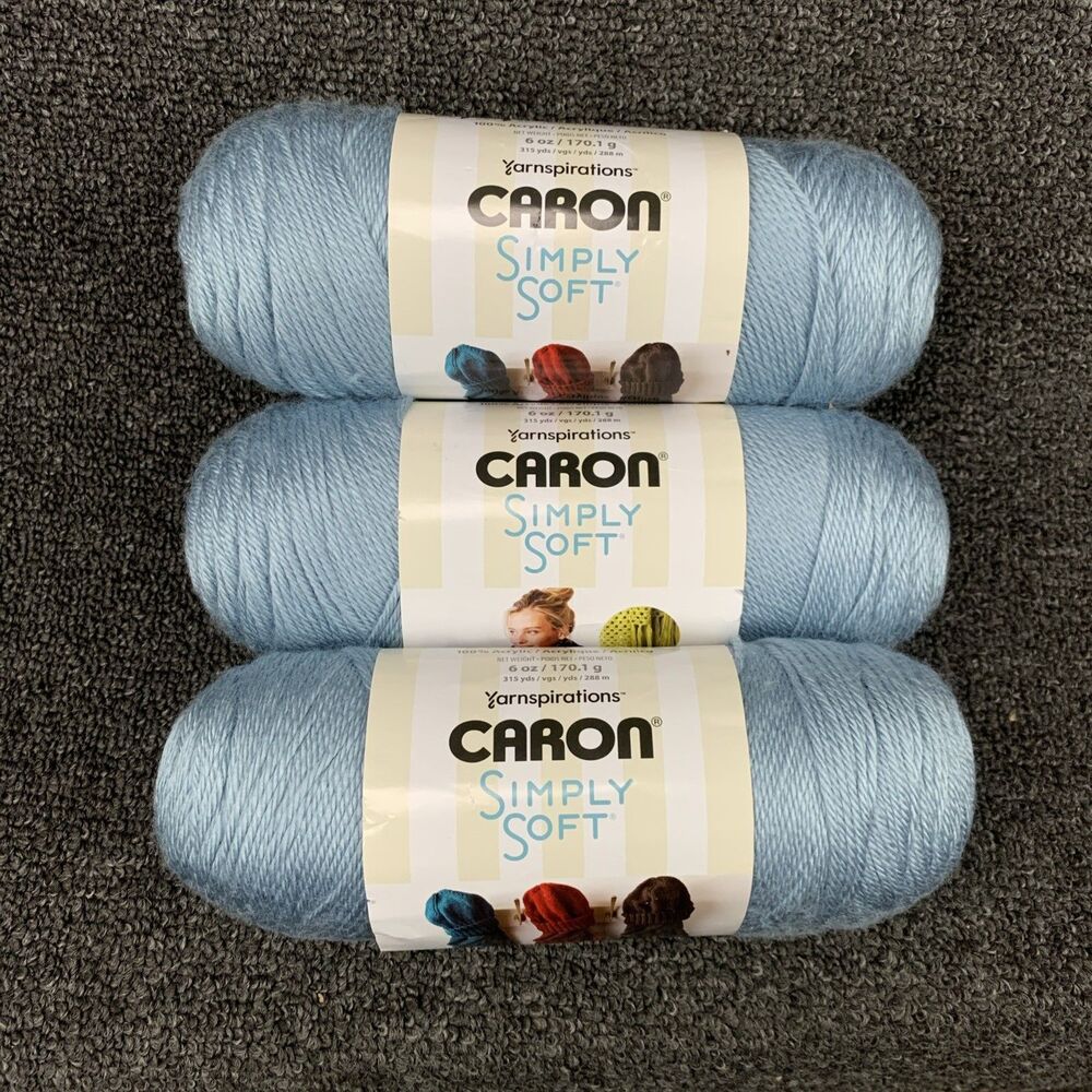 Lot Of 3 Yarnspirations Caron Simply Soft Light Country Blue 6oz 315Yds 4 Medium